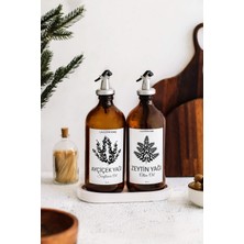 Lalezen Home 2li Amber Beyaz Etiketli Yağdanlık 500ML Mutfak Dekoruna Uygun Şık Tasarım Akrilik