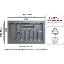 S-2289-GP Çekmece Içi Antibakteriyel Kaşıklık 80LİK Modül Gri En:74-68 D:49-41CM Arası Kesilir