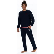 U.s. Polo Assn. 18920 Erkek Lacıvert Uzun Kollu Yuvarlak Yaka Manşetli Pijama Takımı