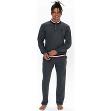 U.S. Polo Assn. 18922 Erkek Antrasıt Melanj Uzun Kollu Dik Yaka Pijama Takımı