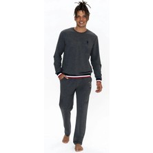 U.s. Polo Assn. 18920 Erkek Antrasıt Melanj Uzun Kollu Yuvarlak Yaka Manşetli Pijama Takımı