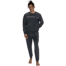 U.s. Polo Assn. 18921 Erkek Antrasıt Melanj Uzun Kollu Yuvarlak Yaka Pijama Takımı