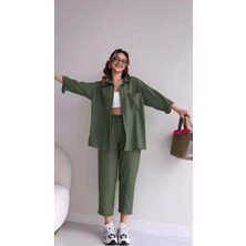 Barbora Keten Günlük Ikili Takım Elbise Pantolon Gömlek LN21HAKI15