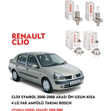 Bosch Clio Symbol 2000-2008 Arası Ön Uzun-Kısa 4 Lü Far Ampülü Takımı (Sarı Renk)