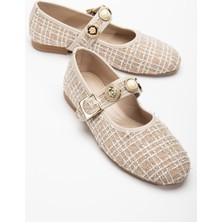 Kadın Babet Bej Triko Inci Baretli