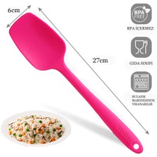 Viarella Silikon Kaşık Seti 4lü Büyük Boy Yanmaz Yapışmaz Çizmez  Mor-Fuşya-Gri-Kırmızı 27cm 27cm
