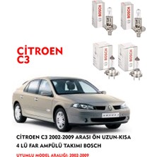 Bosch Citroen C3 2002-2009 Arası Ön Uzun-Kısa 4 Lü Far Ampülü Takımı (Sarı Renk)