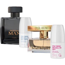 Farmasi Sensational Kadın Parfümü Edp 50 ml & Shooter's Man Black Erkek Parfümü Edp 75 ml & Anti-Perspirant Deo Roll On 50 ml Kadın + Erkek