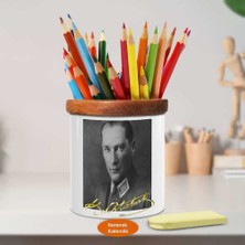 Asilmeydan Ulu Önder Mustafa Kemal Atatürk Ahşap Seramik Kalemlik -s314
