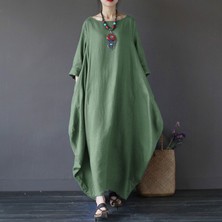 Barbora Keten Rahat Baharlık Salaş Panço Kadın Elbise LN1040HAKI9