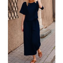 Barbora Keten Günlük Rahat Beli Lastikli Kadın İkili Takım Alt Üst