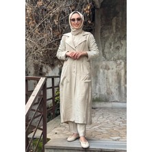 Naki & Mascara Dantel Detaylı Cepli Kap 25MY6104 Bej