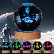 Wolawood Kristal Cam Kar Küresi 3D Renk Değiştiren Rgb'li Doğal Ahşap Standlı USB Kablolu LED Işıklı Lamba Seti Konsept Dekoratif Hediyelik Eşya Top Dekor Özel Premium Seri