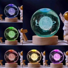 Wolawood Kristal Cam Kar Küresi 3D Renk Değiştiren Rgb'li Doğal Ahşap Standlı USB Kablolu LED Işıklı Lamba Seti Konsept Dekoratif Hediyelik Eşya Top Dekor Özel Premium Seri