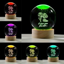 Wolawood Kristal Cam Kar Küresi 3D Renk Değiştiren Rgb'li Doğal Ahşap Standlı USB Kablolu LED Işıklı Lamba Seti Konsept Dekoratif Hediyelik Eşya Top Dekor Özel Premium Seri