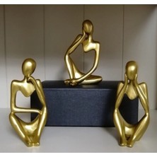 3 Lü Heykel Seti, Düşünen Heykel, Soyut Heykel Set, Iskandinav Tarz Heykel Seti, Dekoratif Biblo