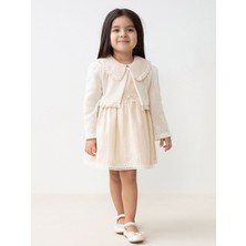 Miomini 3-24 Ay Bebe Yaka Dantel Detaylı Kız Bebek Elbise ve Bolero 2'li takım  mm 4346