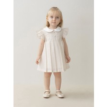 Miomini 3-24 Ay Bebe Yaka Kısa Kollu Çiçek Desenli Kız Bebek Elbise  mm 4296