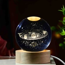 Wolawood Kristal Cam Kar Küresi 3D Işıklı LED Lamba USB Kablolu Ahşap Standlı Özel Gün Işığı Dekoratif Hediyelik Konsept Masaüstü Aksesuar Şık Zarif Süs Biblo Dekor Top Özel Üretim Premium Ay Küre Seti