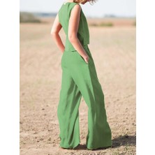 1Tarz Keten Günlük Rahat  Kolsuz  Alt Üst Kadın Takım