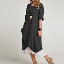 Barbora Keten Yazlık Günlük Tasarım Kadın Elbise