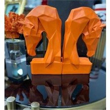 2'li Kitap Tutucu At Turuncu Renk Biblo Heykel Büst