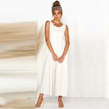 Barbora Keten Yazlık Günlük Sırt Dekolteli Salaş Kadın Tulum