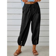 1Tarz Keten Günlük Pantolon Beli Lastikli Bağcıklı