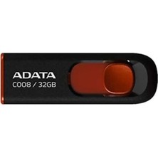 Adata C008 32 GB USB 2.0 Geri Çekilebilir Kapaksız Flash Bellek 32 GB Siyah