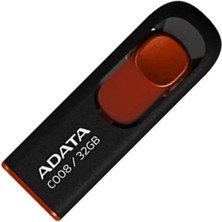Adata C008 32 GB USB 2.0 Geri Çekilebilir Kapaksız Flash Bellek 32 GB Siyah