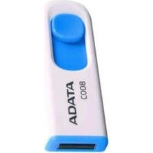 Adata C008 32 GB USB 2.0 Geri Çekilebilir Kapaksız Flash Bellek 32 GB Beyaz