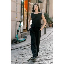 Keten Günlük Rahat  Kolsuz  Alt Üst Kadın Takım