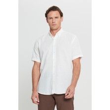 Altınyıldız Classics %100 Pamuk Comfort Fit Rahat Kesim Düğmeli Gömlek Yaka Armürlü Gömlek