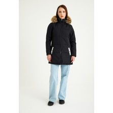 1Tarz Kışlık Kürk Yaka Şişme Kadın Mont