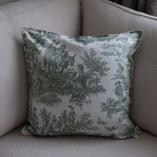 Beige & Stone Yeşil Vintage Desenli 45 x 45 Dekoratif Yastık Kılıfı