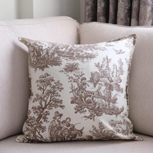 Beige & Stone Kahverengi Vintage Desenli 45 x 45 Dekoratif Yastık Kılıfı