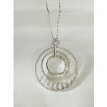 Gümüş Beyaz So Hare Tasarım Üçlü Büyük Halka Kadın Kolye Doğum Günü Hediye