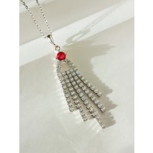 Gümüş Beyaz Pembe  So Püskül Tasarım Kadın Kolye Doğum Günü Hediye