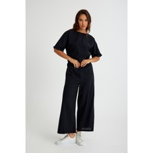 1Tarz Keten Günlük Rahat Beli Lastikli Kadın İkili Takım Alt Üst