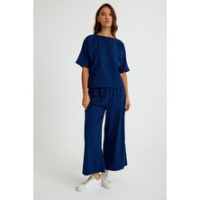 1Tarz Keten Günlük Rahat Beli Lastikli Kadın İkili Takım Alt Üst