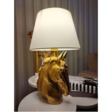 Dekoratif Gold At Figürlü Beyaz Şapkalı Abajur Biblo