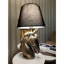 Dekoratif At Figürlü Siyah Şapkalı Abajur Biblo