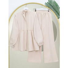 Mac Moda Dik Yaka Fermuarlı Tunik Pantolon Gabardin Takım