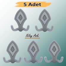 Nilay Askı Askılık Gri Vestiyer Duvar Askısı Dolap Elbise Portmanto Askılığı Plastik (5 Adet)