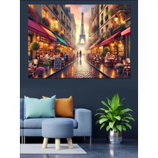 Renkli Paris Sokak Manzarası Dekoratif Tablo
