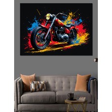 Alevler Içinde Motosiklet Dekoratif Tablo