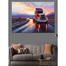 Yağmur Altında Kırmızı Tır Dekoratif Tablo