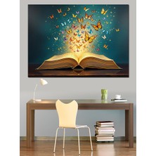 Kelebekler Çıkaran Kitap Dekoratif Tablo