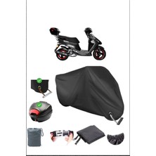 Yuki Casper S 50 Için Arka Çanta Ve Kilit Uyumlu Siyah Motosiklet Branda, Güvenli