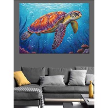 Denizde Yüzen Kaplumbağa Dekoratif Tablo
